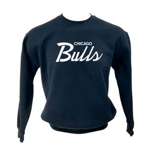 CHICAGO BULLS Double Script Retro Logo BLACK Pullover Crewneck, Sweatshirt 90s